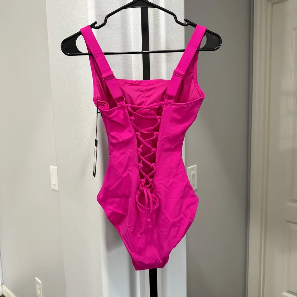 TA3 Squarey Pink One Piece Sculpting Swimsuit Shapewear Size XS Xlong - Picture 6 of 6